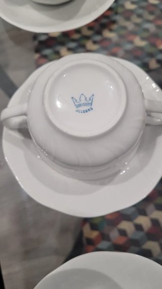 Juego Consomé Vintage Porcelana Blanca Allegro