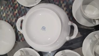Juego Consomé Vintage Porcelana Blanca Allegro