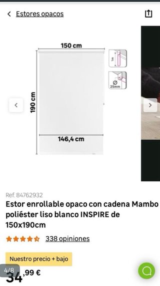 Tenda a rullo opaca Inspire MAMBO 120x190cm