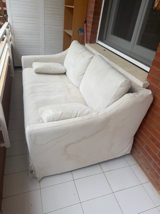 Sofá 2 plazas grande tela beige