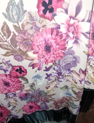 Kimono floral con flecos talla única