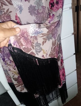 Kimono floral con flecos talla única