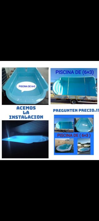 Piscina de poliéster azul y blanca