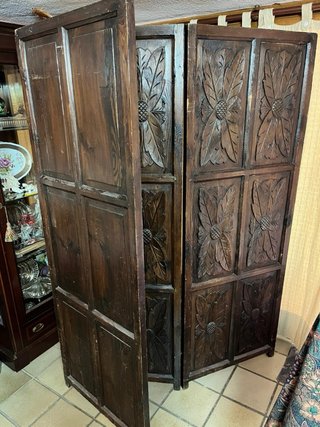 Biombo Madera Maciza Tallado