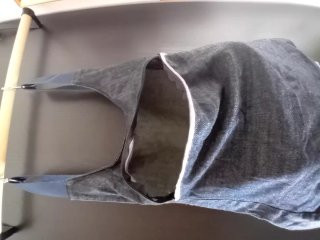 Mochila vaquera azul con detalles morados