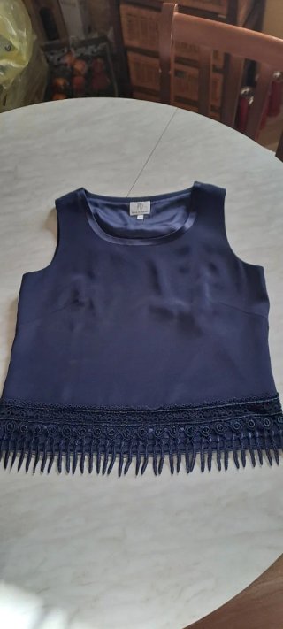 Set  Top con Stola Blu Scuro