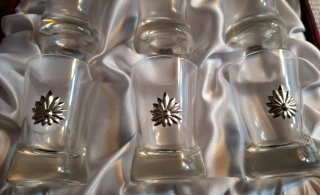 Estuche 6 Vasos Cristal Plata Ley