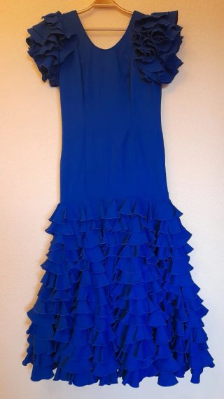 Traje Flamenca Azul Volantes Talla Única