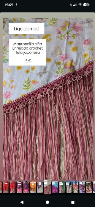 Mantoncillo niña crochet tela japonesa