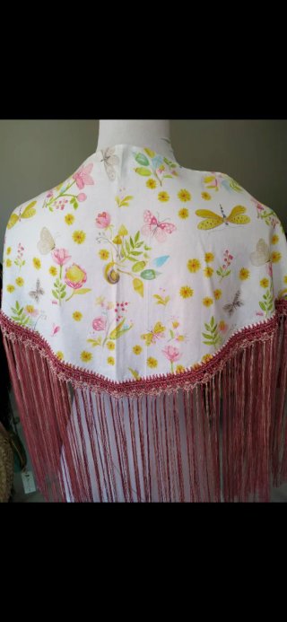 Mantoncillo niña crochet tela japonesa