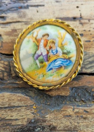 Antiguo Broche Limoges