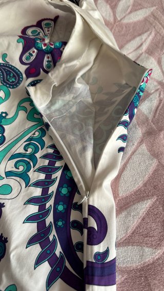 Vestido Blanco Talla S Estampado Paisley