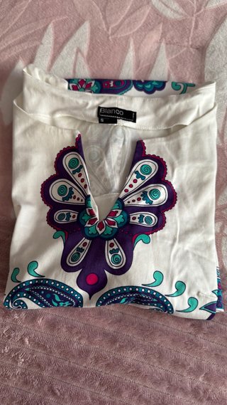 Vestido Blanco Talla S Estampado Paisley
