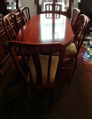 Pack mesa comedor extensible madera + 6 sillas
