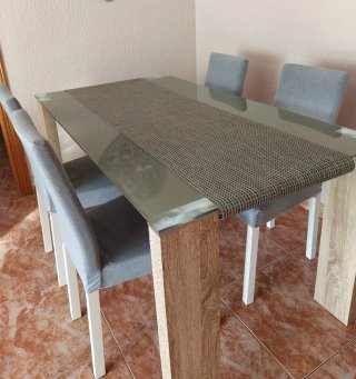 Mesa Comedor Cristal y Madera