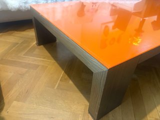 Mesa Comedor y Centro Cristal Naranja ampliable