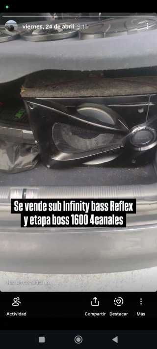 Subwoofer Infinity Bass Reflex y Etapa Boss 1600