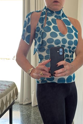 Top Deny Rose Pois Blu/Bianco