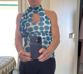 Top Deny Rose Pois Blu/Bianco