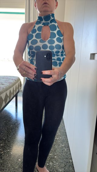 Top Deny Rose Pois Blu/Bianco