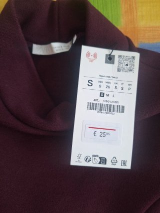 Vestido Zara Burdeos Talla S con etiqueta