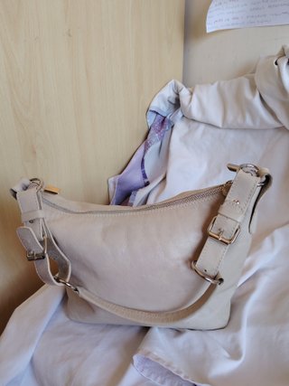 Borsa a spalla in pelle beige
