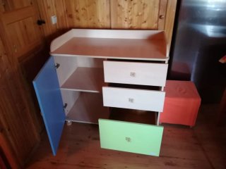 Mueble cambiador bebé azul y verde