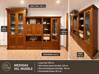 Mueble salón vitrina madera maciza