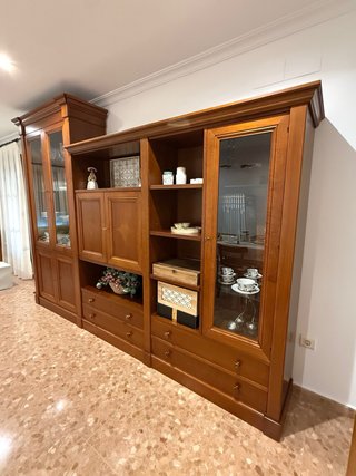 Mueble salón vitrina madera maciza