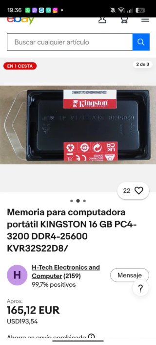 Kingston 16GB DDR4 SODIMM 2666MHz