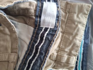 Pantalones cortos niño beige y azul Tallas en foto