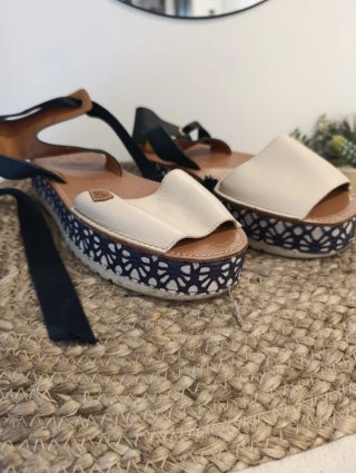 Sandalias POPA Beige y Azul Talla 41