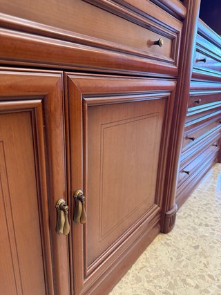 Mueble de salón madera y cristal