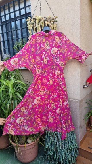 Vestido fiesta XL fucsia floral El Corte Inglés