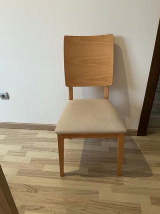 4 Sillas Comedor Madera y Tela