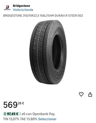 Nuevas Cubiertas BRIDGESTON y Llantas 22.5 Camión