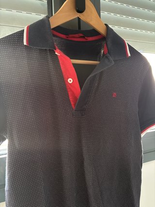 Polo CH Azul con Puntos Blancos Talla XS. Largo 67
