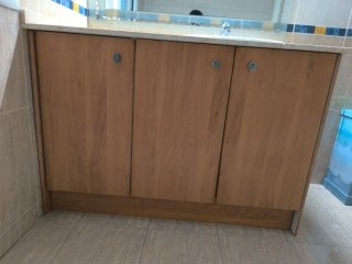 Conjunto Muebles Baño Madera y Mármol