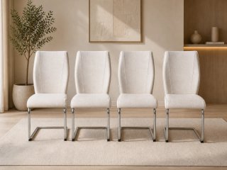 Juego de 4 sillas de comedor beige