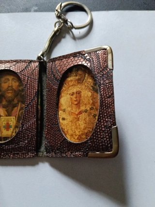 Llavero Cristo y Virgen Porta Fotos