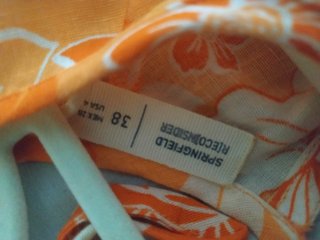 Vestido Springfield Flores Algodón Lino Naranja