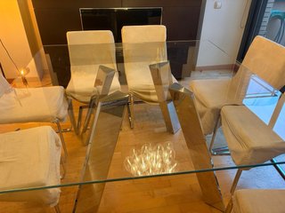 Mesa comedor cristal de diseño y 8 sillas conjunto