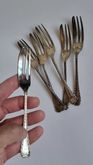 6 Tenedores Postre Vintage EPNS Plateados