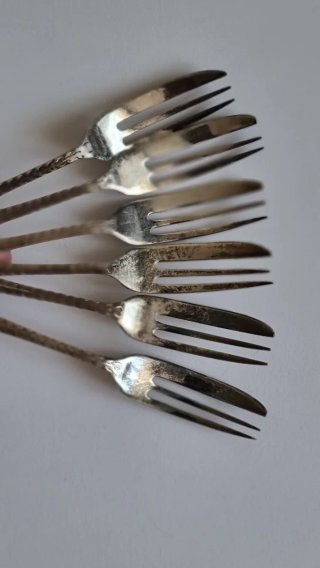 6 Tenedores Postre Vintage EPNS Plateados