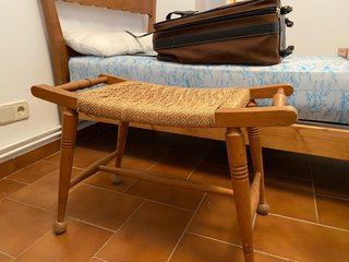 Banco rústico madera asiento trenzado