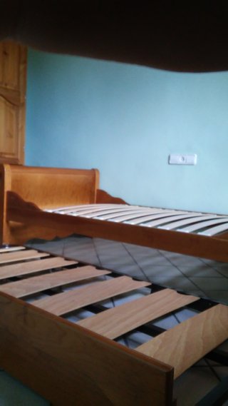 3 Camas Individuales Madera Maciza, somieres lamas