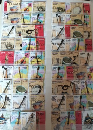 Instrumentos Musicales 100 sellos+2 Hojas Bloque