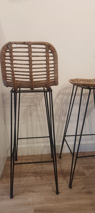 Taburetes Altos Rattan y Metal (2 unidades)