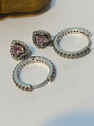 Pendientes Pandora Corazón Rosa y Circonitas
