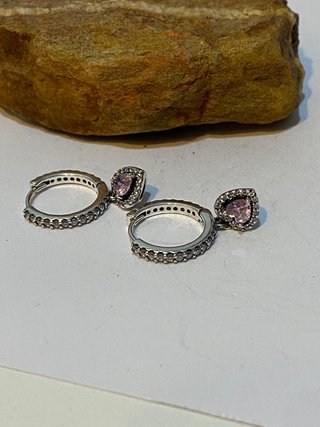 Pendientes Pandora Corazón Rosa y Circonitas